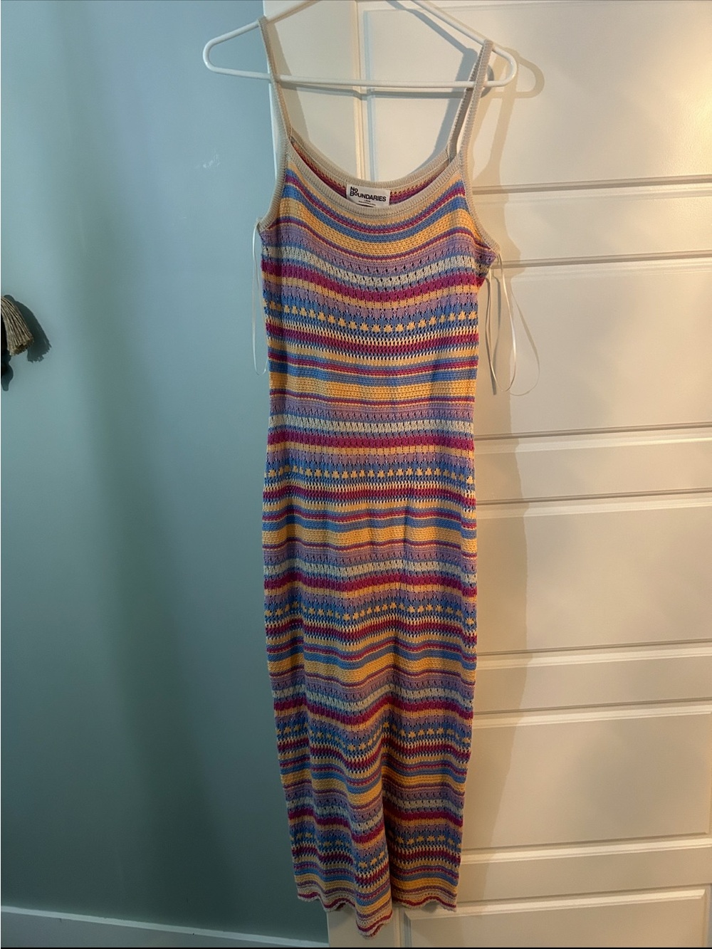 Striped Knit Midi Slip Dress in Pastel Multicolor